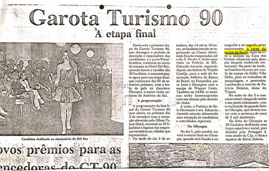 socila desfile Garota Turismo 90 recorte de jornal